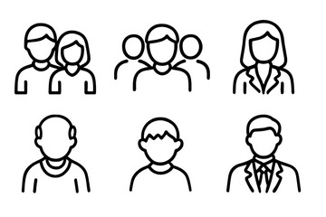 Poster - Simple line vector illustration of diverse group icons for design use