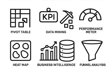 Poster - Simple data analytics vector illustration with modern icons - design for informative posters and presentations