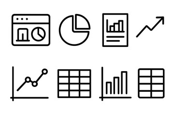 Poster - Simple analytics icons grid vector illustration for business and data visualization design
