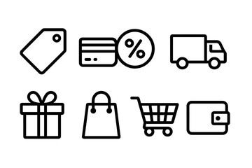 Poster - Simple e-commerce icon grid vector illustration for web and app design