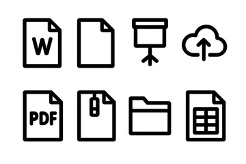 Poster - Stylish grid of minimalist document and folder icons vector illustration for digital design
