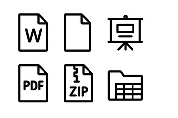Poster - Minimalist document and file icons vector illustration in grid layout for digital interfaces