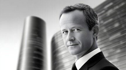 Poster - Magazine cover featuring a financial guru with a confident smile, magazine photography style