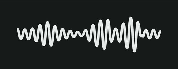 Poster - Black Sound Wave Vector – Audio Signal Line Icon for Podcast, Music, and Voice Interface Design on White Background