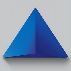 Poster - Dimensional azure triangle with gradient illumination casting subtle shadow on grey background