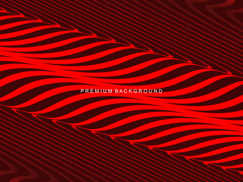 Abstract luxury curved lines overlapping dark red background. Premium award design template.