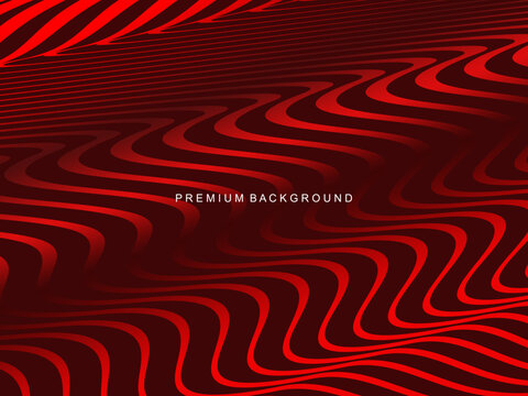 Abstract luxury curved lines overlapping dark red background. Premium award design template.