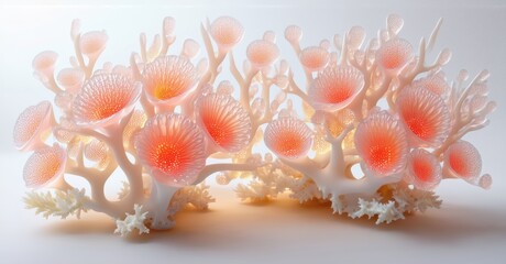 Leinwandbilder - Coral structure, delicate forms, soft pink hues, intricate details. Organic shapes suggest underwater life, beautiful texture.