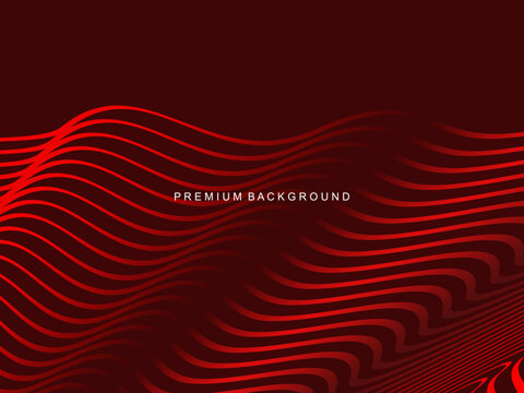 Abstract luxury curved lines overlapping dark red background. Premium award design template.