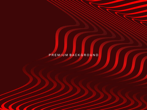 Abstract luxury curved lines overlapping dark red background. Premium award design template.