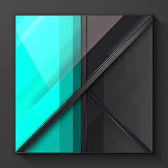 Poster - Geometric abstract artwork featuring contrasting teal and gray tones with diagonal linear accent