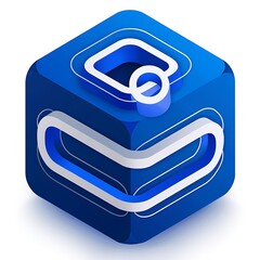 Poster - Isometric cube illustration with a geometric design evoking innovation and progress