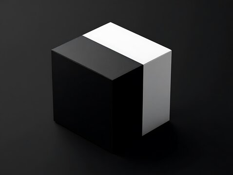 Geometric cube, black and white