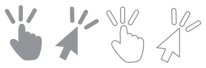 Leinwandbilder - computer mouse click cursor gray arrow icons set and loading icons. cursor icon. vector illustration