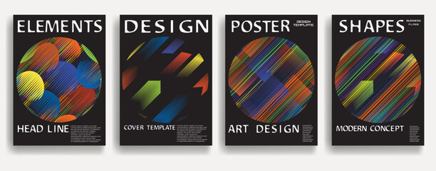 Poster - Modern posters . Vector design composition with various geometric shapes . Abstract contemporary art . Vector art ideal for media, ads, covers, brochures, banners.
