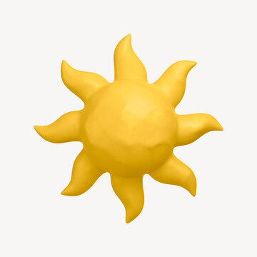 Sun, weather icon, 3D rendering illustration
