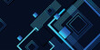 © siti lutvias - Abstract glowing square blue lines on dark background. Geometric square and lines background.