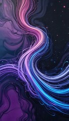 Poster - Colorful swirling lines on a dark background in a modern abstract design for mobile displays