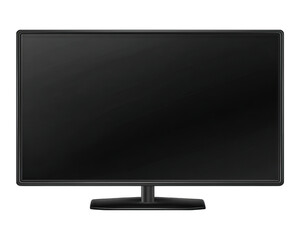 Poster - Modern flat screen television monitor with black frame and blank display isolated on transparency background, suitable for home or office use, technology concept