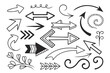© sporsho - Creative Hand-Drawn Arrow Set in Vector Format Featuring Looped, Swirled, and Circular Black Icons for Infographics, Navigation UI Graphics, and Presentation Layouts.