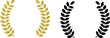 © Adeel - 4 Laurel Wreath Icons – Gold & Black Victory Symbol Set Golden laurel wreath golden branch with leaves. vector illustration on black and transparent background.