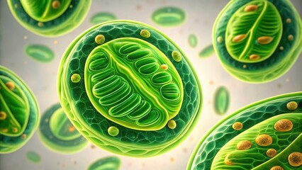 Poster - Close-up of Plant Cells with Visible Chloroplasts in High Detail