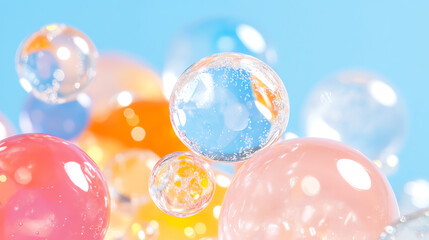 Poster - Colorful soap bubbles floating in the air, creating a whimsical and joyful atmosphere. Perfect for creative projects.