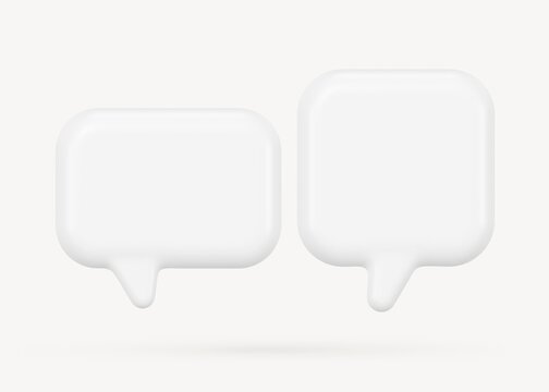 Speech bubble clipart, white 3D rendering graphic