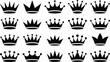 © Pipasha - Collection of Crown Icons: A diverse set of black crown icons, each with a unique design, perfect for projects needing regal or majestic elements.