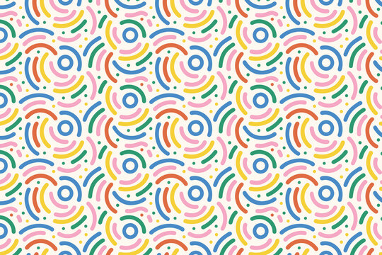 Colorful wave seamless pattern. Playful abstract doodle background for kids fabric, nursery wallpaper, or fun textile print.