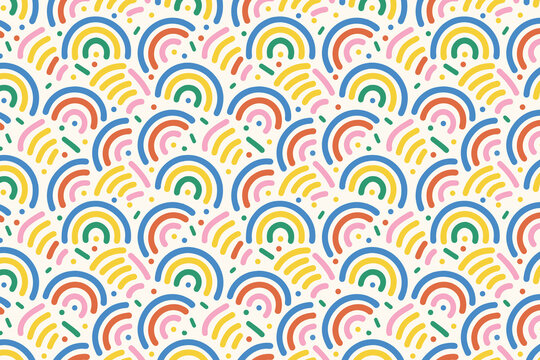 Colorful wave seamless pattern. Playful abstract doodle background for kids fabric, nursery wallpaper, or fun textile print.