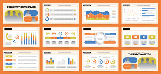 Wall Mural - modern presentation slide templates. infographic elements template set for web, print, annual report