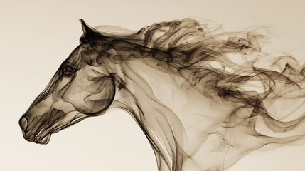 Wall Mural - A close-up of smoke billowing into the outline of a galloping horse