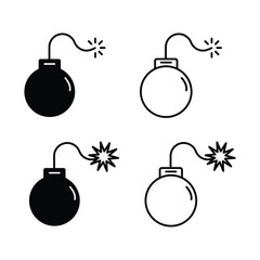 Poster - black bomb icon set. bomb line and glyph icon. bomb explosion icon sign vector.