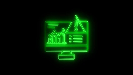 Poster - Neon Green Alert Warning on Computer Screen Data Breach Cyber Security Risk Financial Analysis