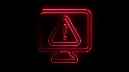 Aufkleber - Animated Neon Warning Sign on Computer Screen Alerting of Cyber Threat Digital Security Breach