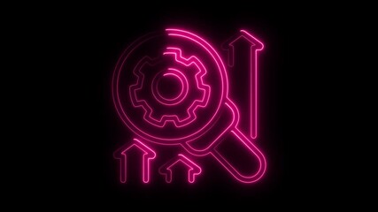 Poster - Neon Gear Search Optimization Icon Animated Loop Rising Arrows Concept Illustration Business
