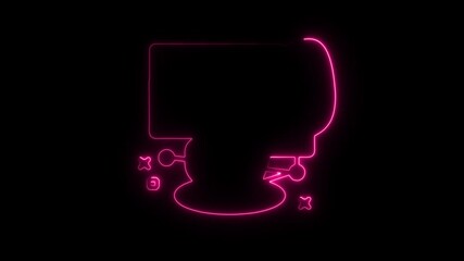 Aufkleber - Animated Neon Mixer Outline on Black Background Modern Kitchen Appliance Design Glowing Pink Line