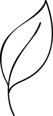 Wall Mural - Simple black outline illustration of a single leaf with a central vein