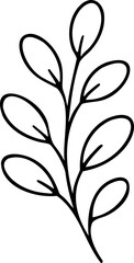 Wall Mural - Simple black outline of a leafy branch scalable illustration
