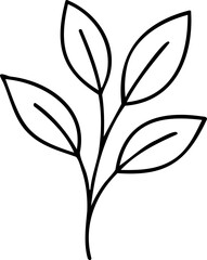 Wall Mural - Delicate outlined plant stem with five leaves illustration
