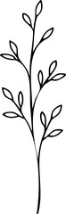 Wall Mural - Minimalist black outline of a delicate branch with multiple leaves illustration