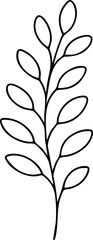 Wall Mural - Minimalist illustration of a single sprig with oval leaves