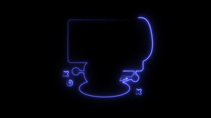 Poster - Abstract Neon Kitchen Mixer Silhouette Glowing Blue Against Black Background Modern Design