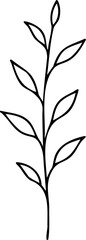 Wall Mural - Simple black line illustration of a stylized plant stem with leaves art