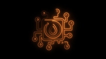 Aufkleber - Glowing Circuit Board with Water Drop Symbol Abstract Digital Illustration Futuristic Design