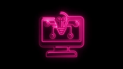 Aufkleber - Illuminated Neon Idea Concept on Computer Screen Glowing Pink Digital Innovation Technology