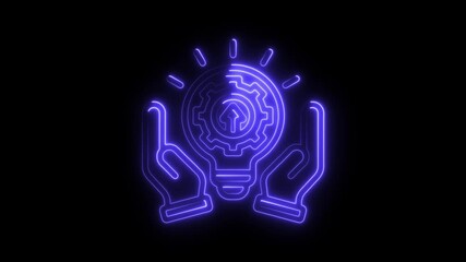Aufkleber - Glowing Neon Idea Concept Innovation Symbol Held by Hands Business Technology Creative Thinking
