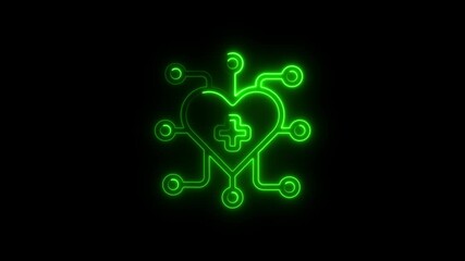 Aufkleber - Glowing Neon Heart with Circuitry Medical Technology Concept Futuristic Healthcare Digital Health