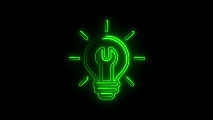 Aufkleber - Glowing Green Neon Lightbulb Idea Concept Innovation Creativity Solution Problem Solving